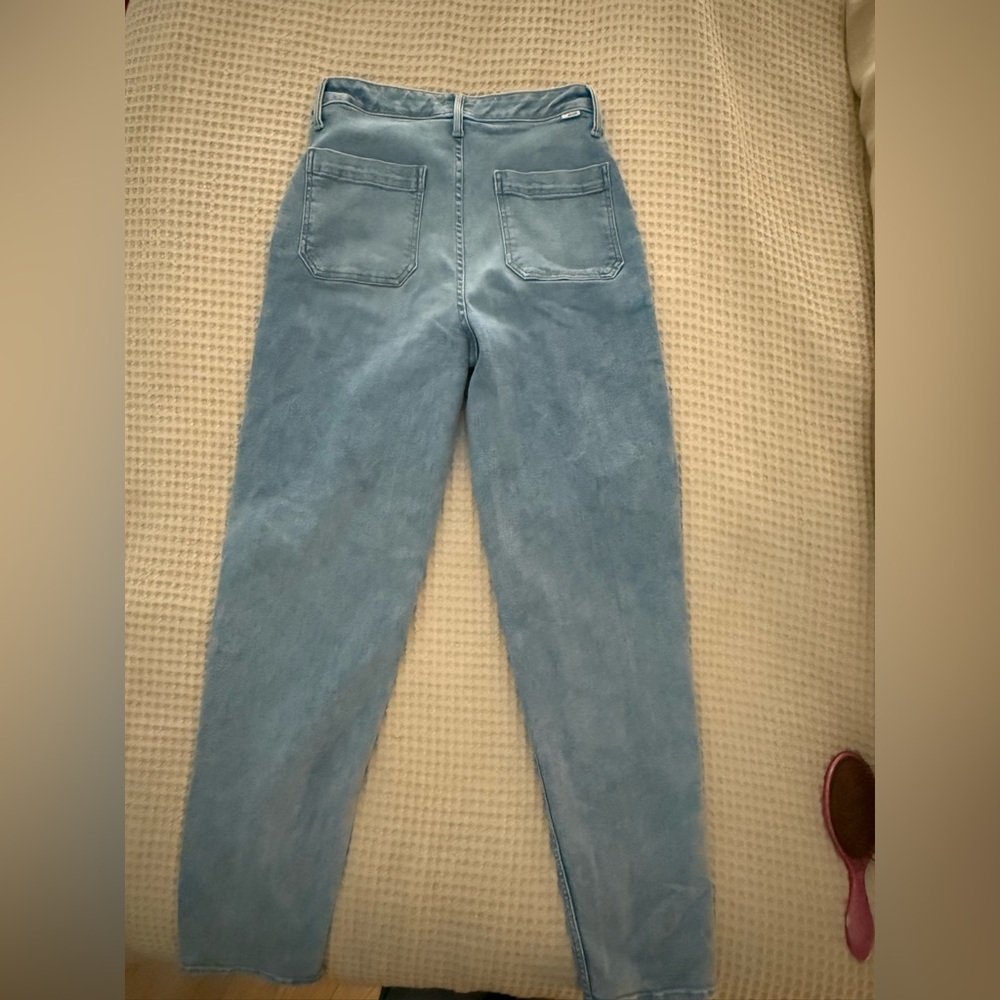 mother light denim jeans cargo high waisted